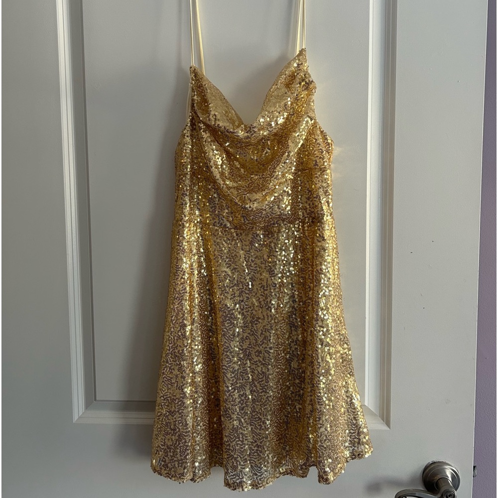 Yellow sequin Homecoming Dress